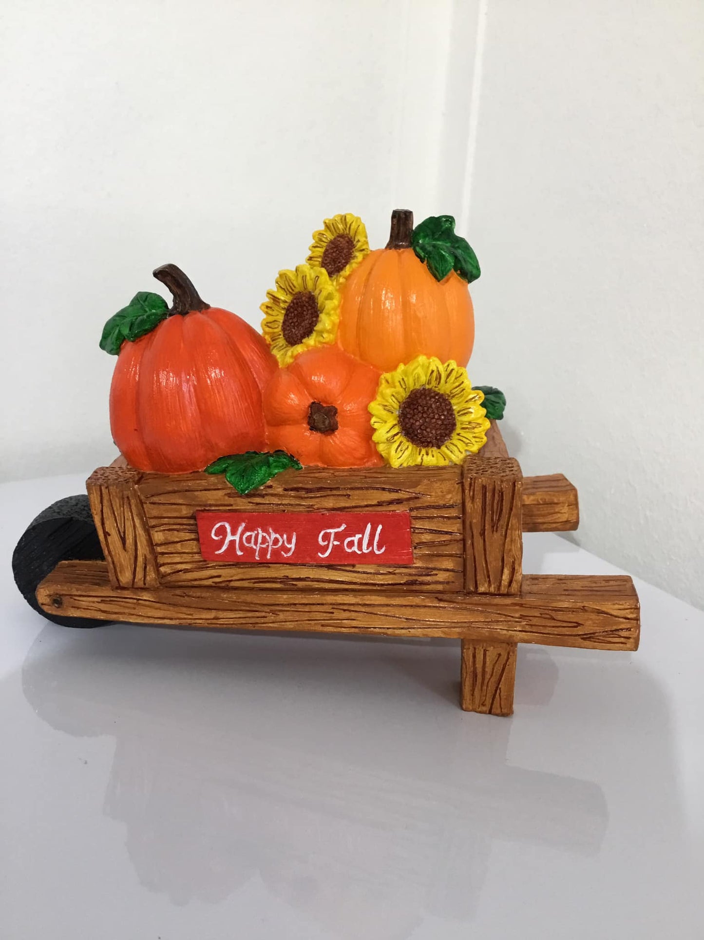 Red Happy Fall Pumpkin Wagon