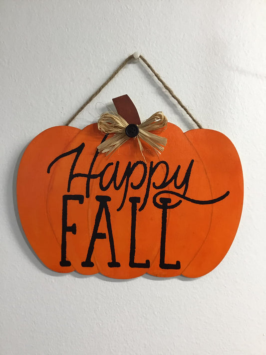 Happy Fall Pumpkin Wood Decor