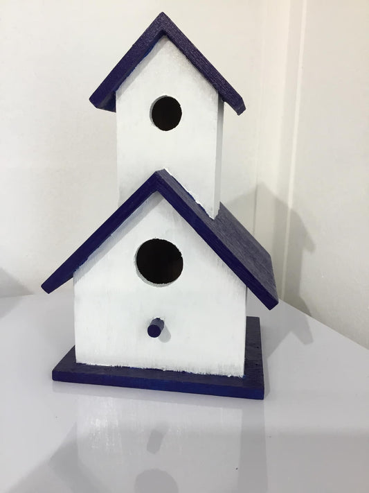 Hand-Painted Wood Two-Story Birdhouse