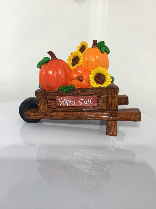 Light Red Happy Fall Pumpkin Wagon