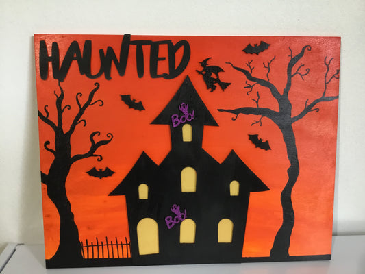 Haunted House Wood Panel