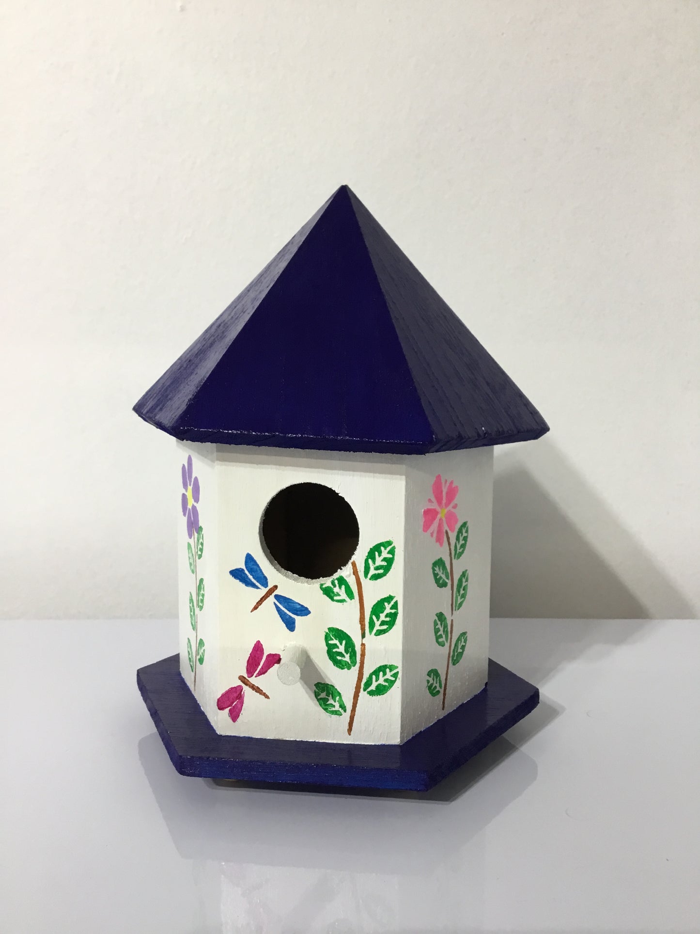 Hand-Painted Navy Blue Gazebo Birdhouse