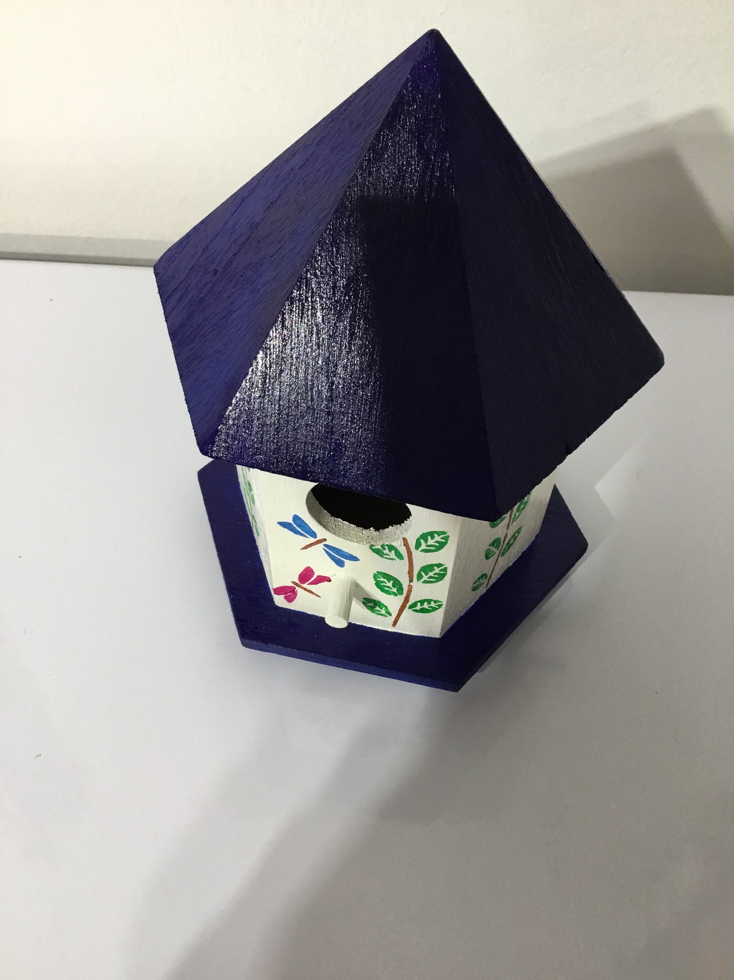 Hand-Painted Navy Blue Gazebo Birdhouse